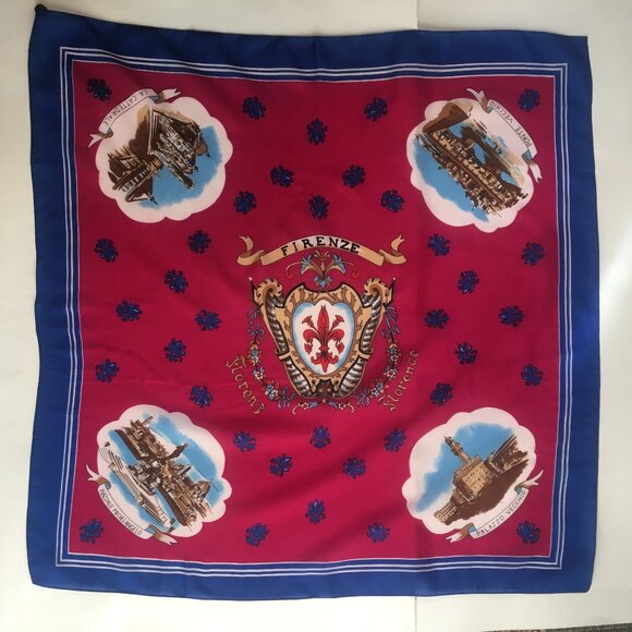 Scarf Women's Firenze Florence Italy Tourist Souvenir Vtg Retro 26" Cattedrale - Picture 1 of 10